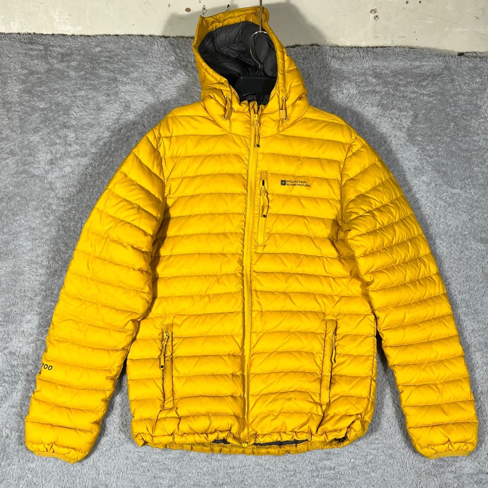 Mountain Warehouse Extreme 700 Down Puffer Jacket Yellow Mens Small Hooded